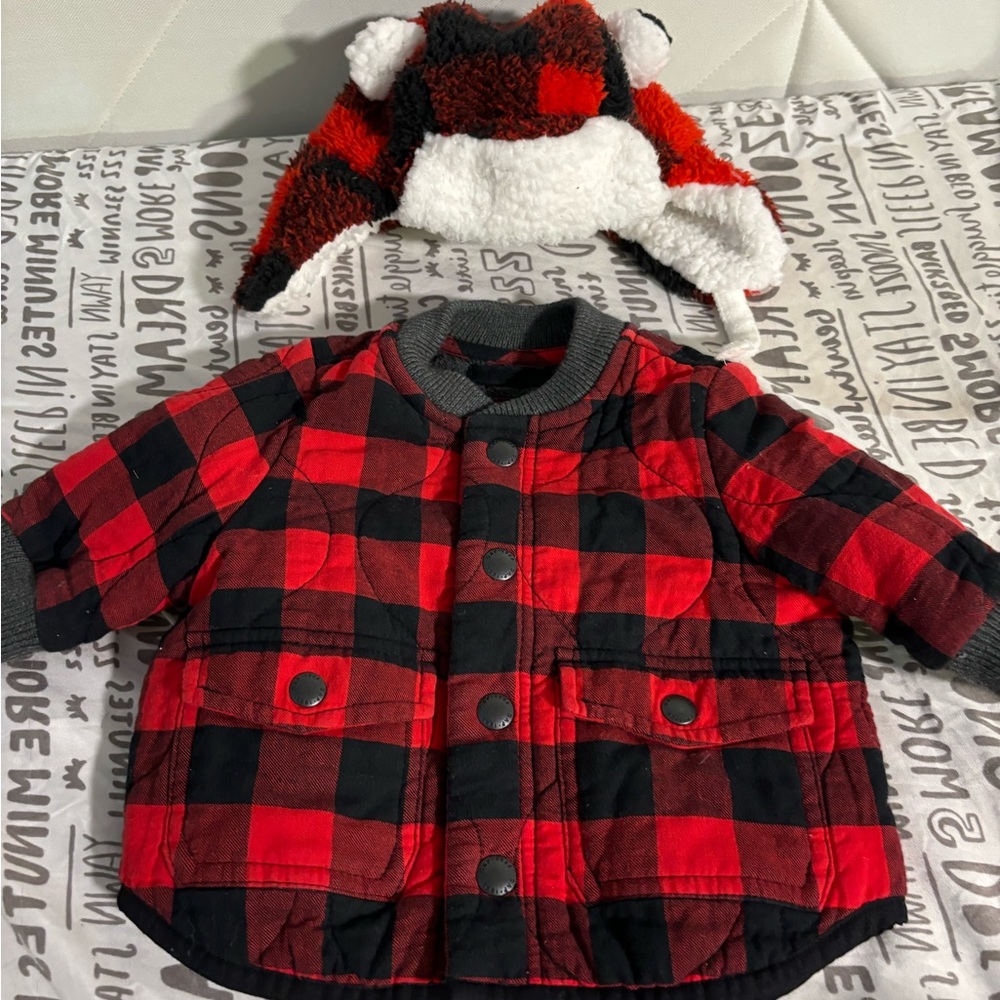 Baby Gap plaid jacket and hat 0-6months